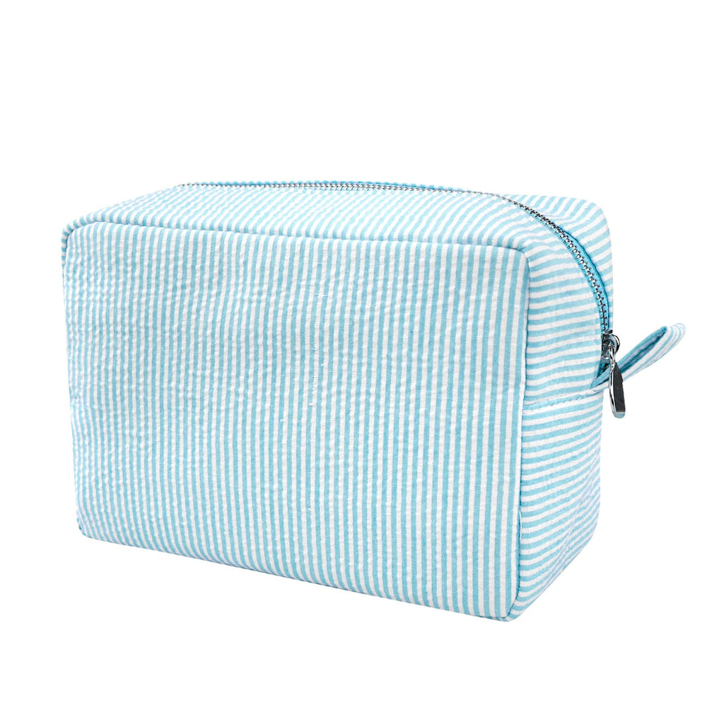 GFU sac-maquillage seersucker bleu clair, pratique et léger pour le quotidien.