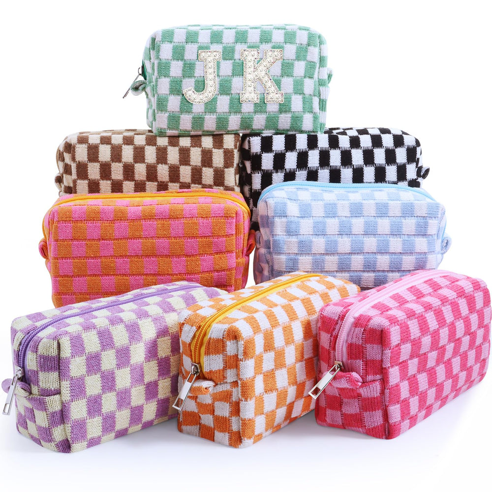 Trousse maquillage Giesiery carreaux, rangement élégant pour voyage et quotidien