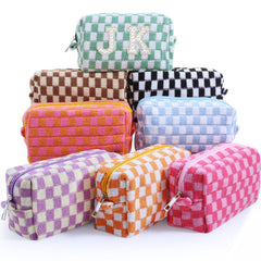 Trousse maquillage Giesiery carreaux, rangement élégant pour voyage et quotidien