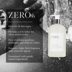 Gilchrist & Soames Zero% Gel Douche – étiquette claire indiquant l'absence de sulfates.