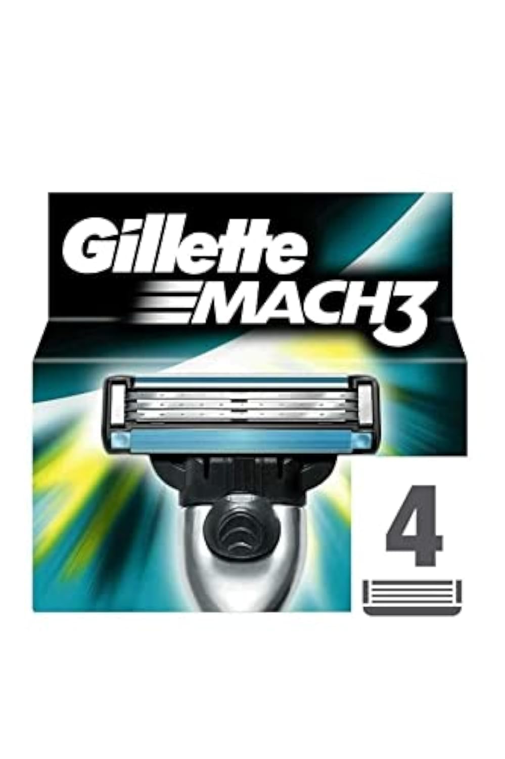 Gillette Mach3 ensemble de quatre cartouches prêt à remplacer pour un rasage fluide.