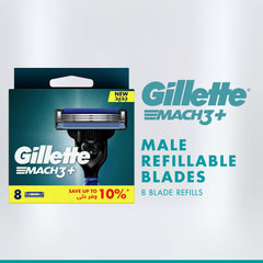 Gillette Mach3 vue avant montrant les lames et le packaging pour rasage précis.