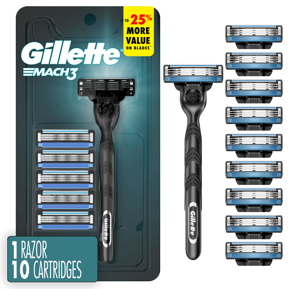 Rasoir Gillette Mach3 avec manche ergonomique pour une prise en main sûre.