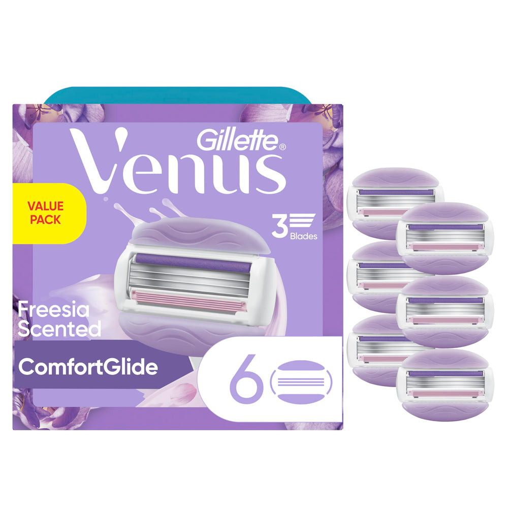 Gillette Venus ComfortGlide Freesia avec barres gel 2 en 1, rasage pratique.