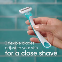 Tête pivotante des rasoirs Gillette Venus Tropical pour atteindre les zones difficiles.
