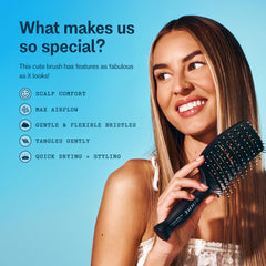 Brosse démêlante GIMME Beauté, design incurvé pour le confort du cuir chevelu.