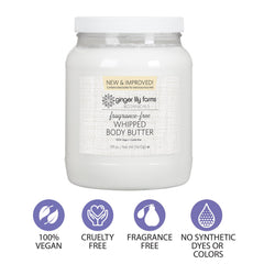 Ginger Lily Farms Beurre corporel fouetté – sans parfum pour peaux sensibles