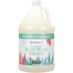 Ginger Lily Farms Botanicals bouteille Eucalyptus Tranquillite prête pour une douche rafraîchissante.
