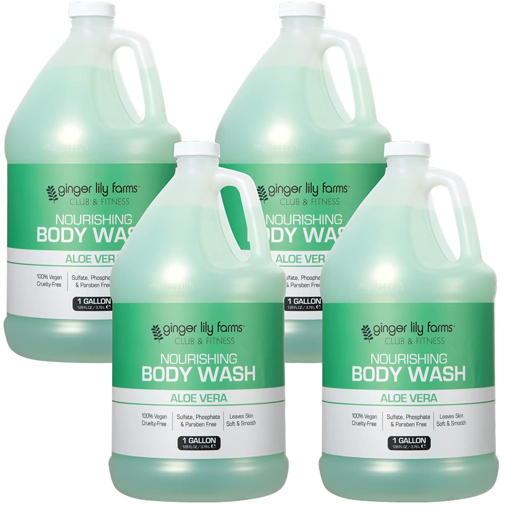 Gel douche Ginger Lily Farms Club & Fitness en bouteille soulignant la douceur hydratante