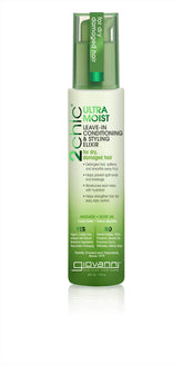 GIOVANNI 2chic Élixir, bouteille en gros plan, hydratation durable pour cheveux secs.