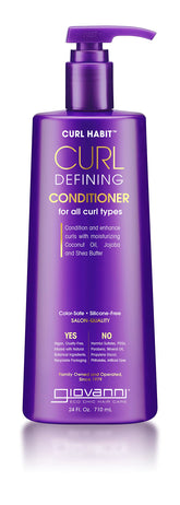 GIOVANNI Curl Habit conditioner sur la bouteille pour hydrater les boucles.