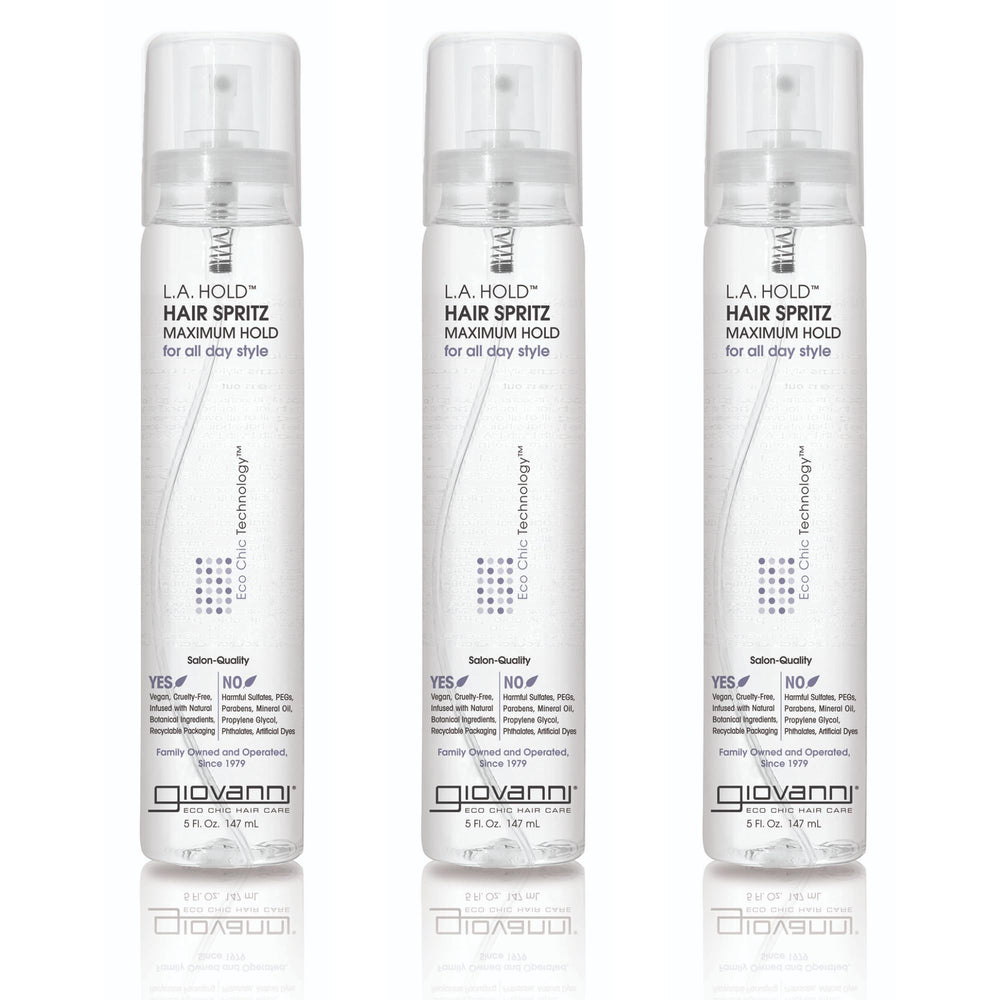 GIOVANNI L.A. Hold Hair Spritz sur bouteille-pompe, maintien précis et contrôle du style.