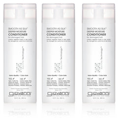 Giovanni Smooth As Silk Deeper Moisture Conditioner – bouteille pour nourrir et démêler les cheveux sans frisottis.