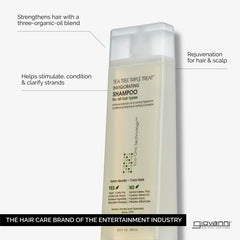 GIOVANNI Tea Tree Triple Treat mousse menthe fraîche rafraîchit cuir chevelu et cheveux.