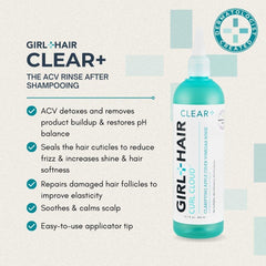 GIRL+HAIR CLEAR+ application sur le cuir chevelu, apaise et détoxifie