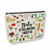 Sac maquillage Girlly Italie imprimé double-face, idéal pour les voyages et le quotidien.