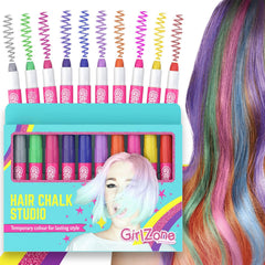 GirlZone kit crayons cheveux 10 couleurs, prête à l emploi pour des looks amusants.