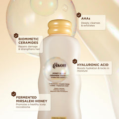 Gisou Honey Gloss Ceramide Therapy Shampoo - Parfum miel sauvage enveloppant lors de l'application.
