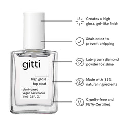 Gitti vernis brillance végétale: application lisse et tenue longue durée.