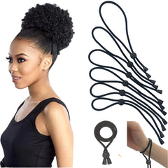 Lacets ajustables GJRR pour afro-puffs, protection douce des cheveux lors de coiffures volumineuses.