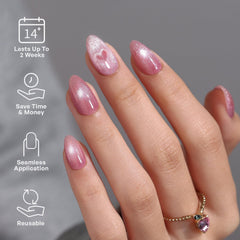 GJZEZ Ongles brillant rose doux, fini brillant et longue tenue