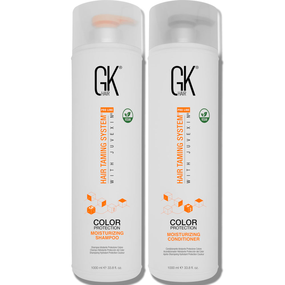 GK HAIR Shampoing hydratant en bouteille, nourrissant les longueurs et protégeant la couleur.