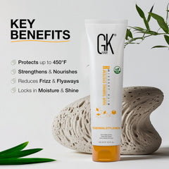 Cheveux lisses et soyeux après utilisation de GK Hair ThermalStyleHer