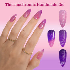 Glamermaid dégradé ombre changeante violet et rose sur ongles pour un look élégant