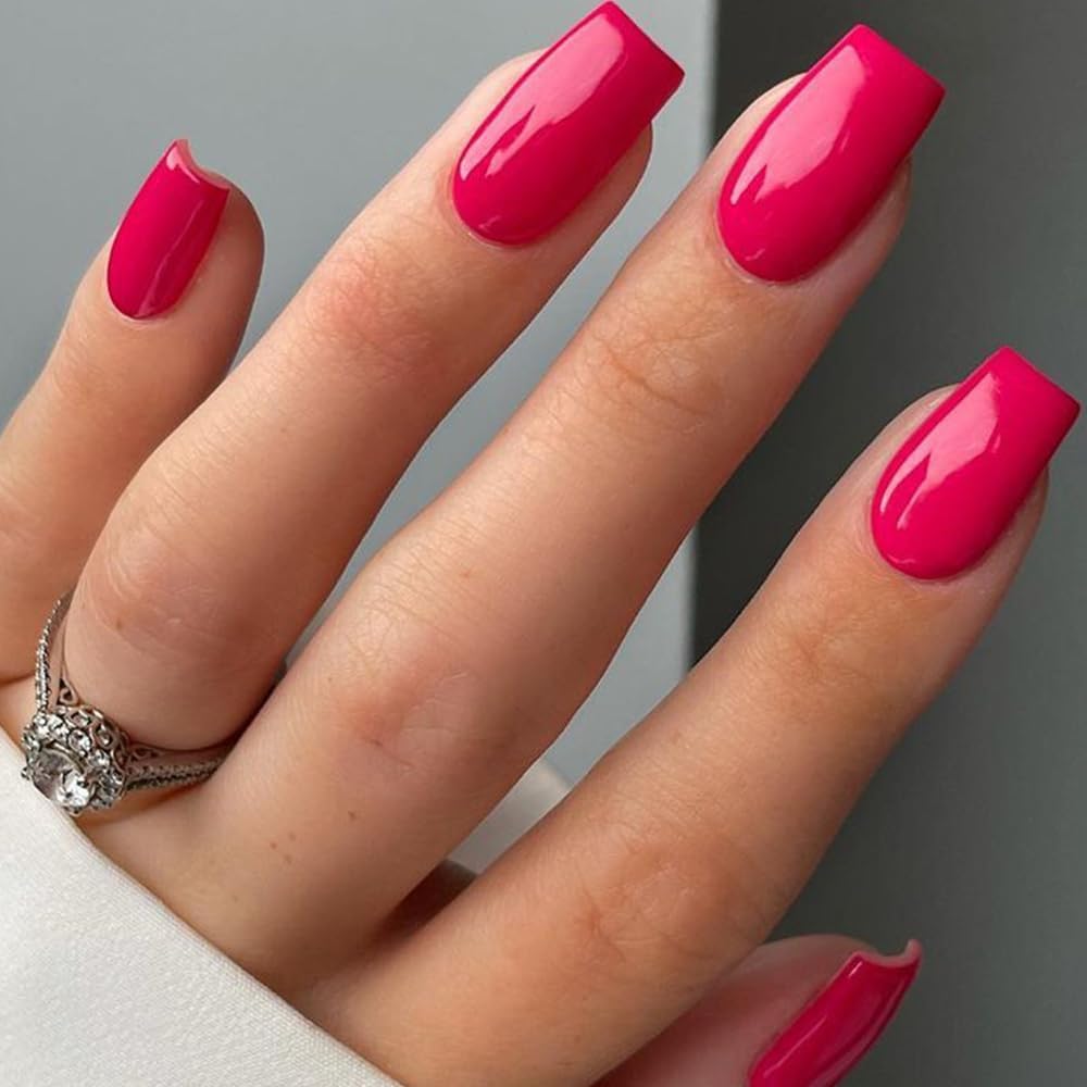 GLAMERMAID onglets adhesifs rose courts carrés pour une manucure rapide et nette