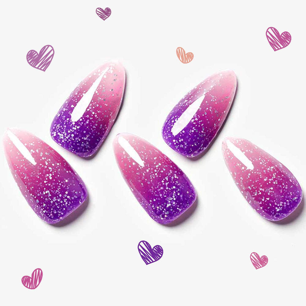 Glamermaid onglets autocollants thermo pourpre et rose dans coffret prêt à poser