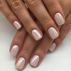 GLAMERMAID ensemble d’ongles perle blanche et chrome, prêt-à-porter.