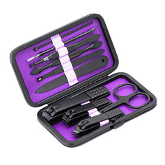GLAMNE Étui en cuir violet portable pour transporter votre kit manucure.