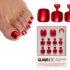 Glamnetic Cherry Glaze toenails with a glossy glazed finish for salon‑style shine.