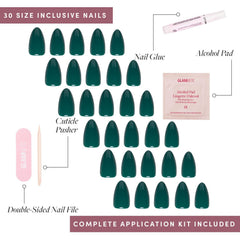 Boîte de rangement Glamnetic pour ongles émeraude, organisation pratique.