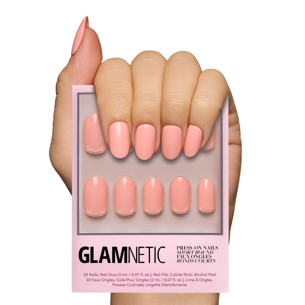 Glamnetic Peach Coral – ongles press-on courts, fini brillant, look rapide et lumineux.