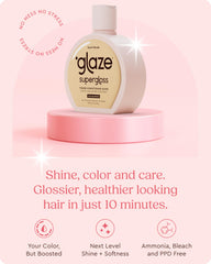 Glaze Supergloss – échantillons de couleur chaudes montrant le rendu sur cheveux naturels