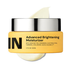 Gleamin crème-visage éclaircissante sur la bouteille, teint plus lumineux.