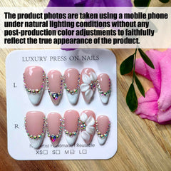 Gleamrain ongles fleurs 3D pour un look unique et raffiné.