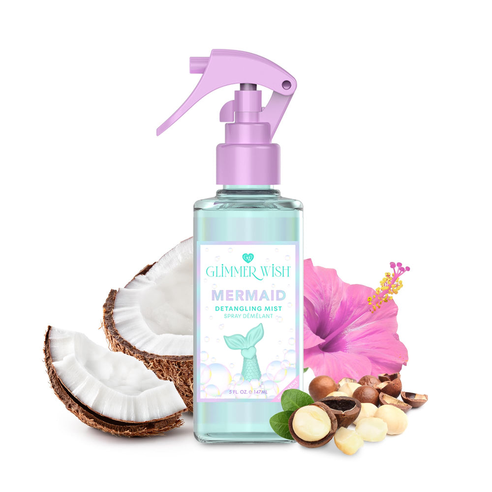 Glimmer Wish démelant cheveux sirène – flacon pratique pour démêler rapidement les nœuds.