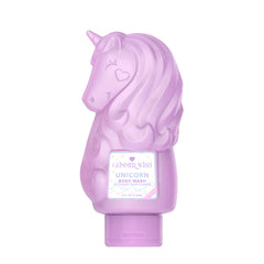 Glimmer Wish unicorn kids body wash bottle with lavender unicorn shape for gentle cleansing