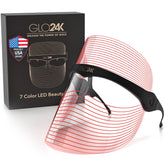 GLO24K Masque LED visage 7 couleurs, favorise l'éclat et la fermeté cutanée.
