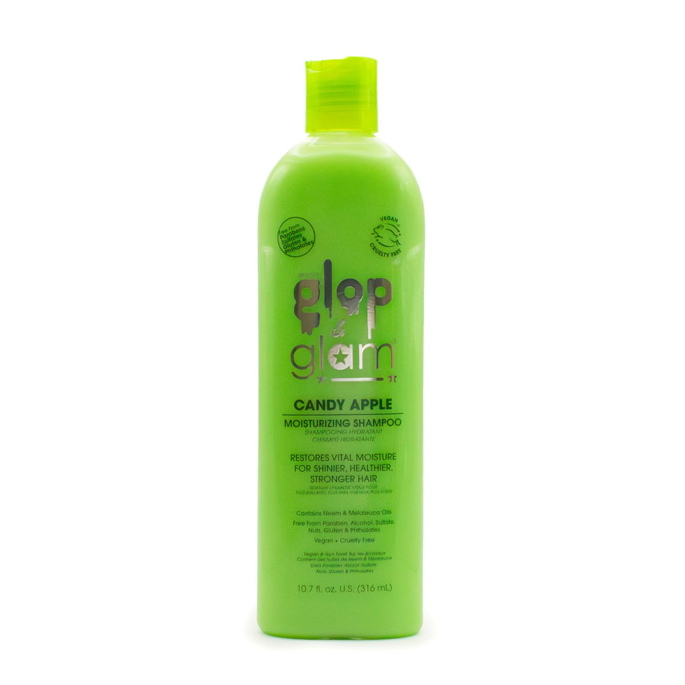 Glop & Glam Candy Apple Kids Shampoo bottle front view highlighting kid-friendly formula