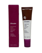Glossier Balm Dotcom Espresso, flacon 15 ml, hydratation durable des lèvres.