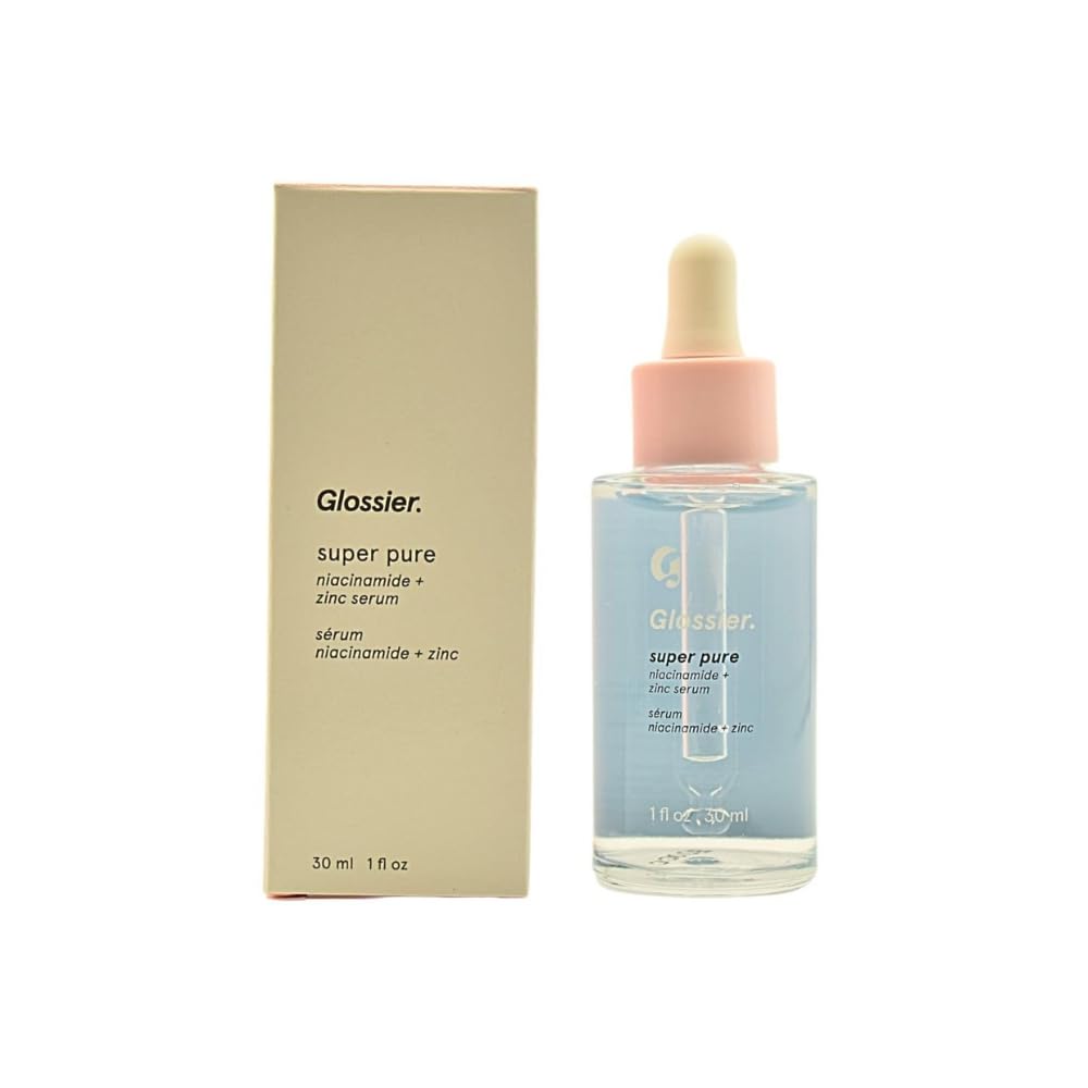 Sérum Glossier Super Pure dans sa bouteille clarifiant, idéal pour clarifier les zones problématiques.