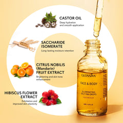 Glossiva Gouttes Auto-Bronzantes – Teinte naturelle progressive pour un bronzage subtil.