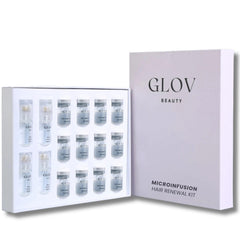 Kit micro-infusion Glov Beauty doré avec stamp précis pour cuir chevelu à domicile.