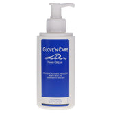 Crème Mains Glove'n Care en flacon pompe montrant l'emballage et l'utilisation en milieu médical pour une hydratation sans gras