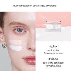 Glow correcteur rose et blanc, texture fondante pour une application fluide.
