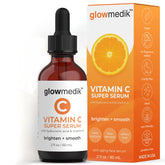 GlowMedik Sérum Vitamine C visuel bouteille illustrant l'application et l'hydratation