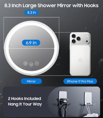 Glowtop Miroir Douche Rotation 360° Magnétique pour ajuster rapidement la vue.